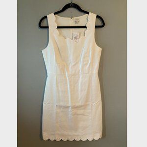 NWT J.Crew Scalloped Basketweave Dress (White)